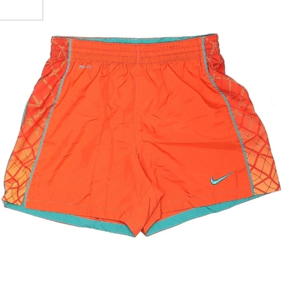 Nike Dri-Fit Orange Teal Lined Athletic Running Shorts Women's Small S Cute EUC - Picture 1 of 9